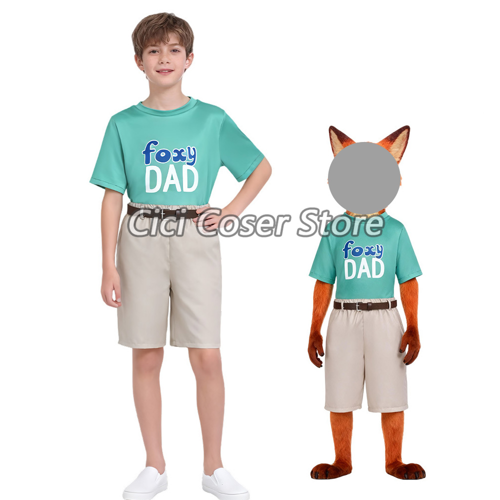 Zoo Party Games - ชุดคอสเพลย์ฟิกซ์นิคจากภาพยนตร์สวนสัตว์ ชุดเสื้อและกางเกงขาสั้นสีเขียวสำหรับฤดูร้อน เหมาะสำหรับเด็กชายและเด็กหญิง ชุดฮาโลวีน งานคาร์นิวัล ปาร์ตี้