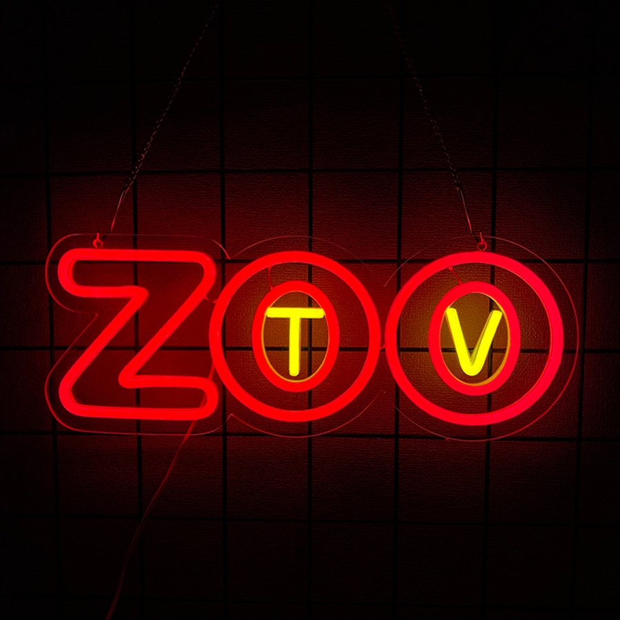 Zoo Party Games - ป้ายไฟนีออน Zoo TV, ไฟ LED ตกแต่งผนังรูปตัวอักษร,