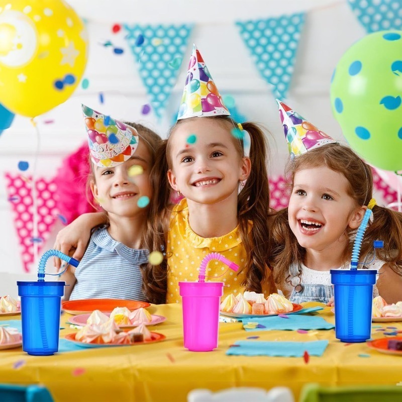 Party Games Youth - 6-18PCS แบบพกพาถ้วย Telescoping Straw ฝาปิดที่ถอดออกได้การออกแบบป้องกันการรั่วไหลสําหรับกลางแจ้งเทศกาลเยาวชนกีฬาเกม
