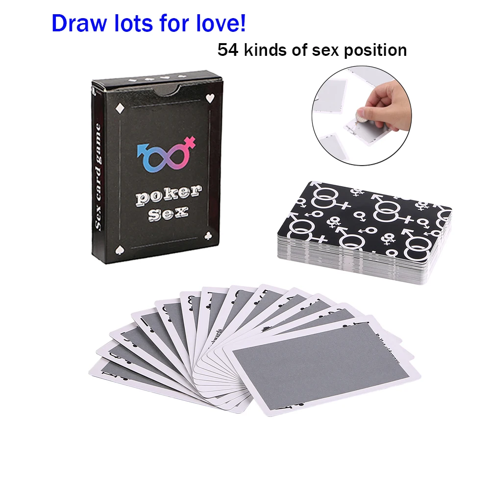 Party Games Bachelorette - ไพ่เกม 54 ท่าทางทางเพศ ของเล่นเซ็กส์เคลือบฟิล์ม ไพ่โป๊กเกอร์แบบขูด ของเล่นสำหรับผู้ใหญ่
