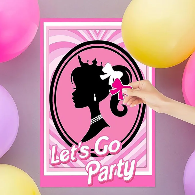 Party Games Bachelorette - 1ชุดธีม Let's Go ปาร์ตี้สติกเกอร์โบว์เจ้าหญิงกระดาษโปสเตอร์เกมบิงโกสำหรับวันเกิดของเด็กผู้หญิงของตกแต่งของชำร่วยโสด
